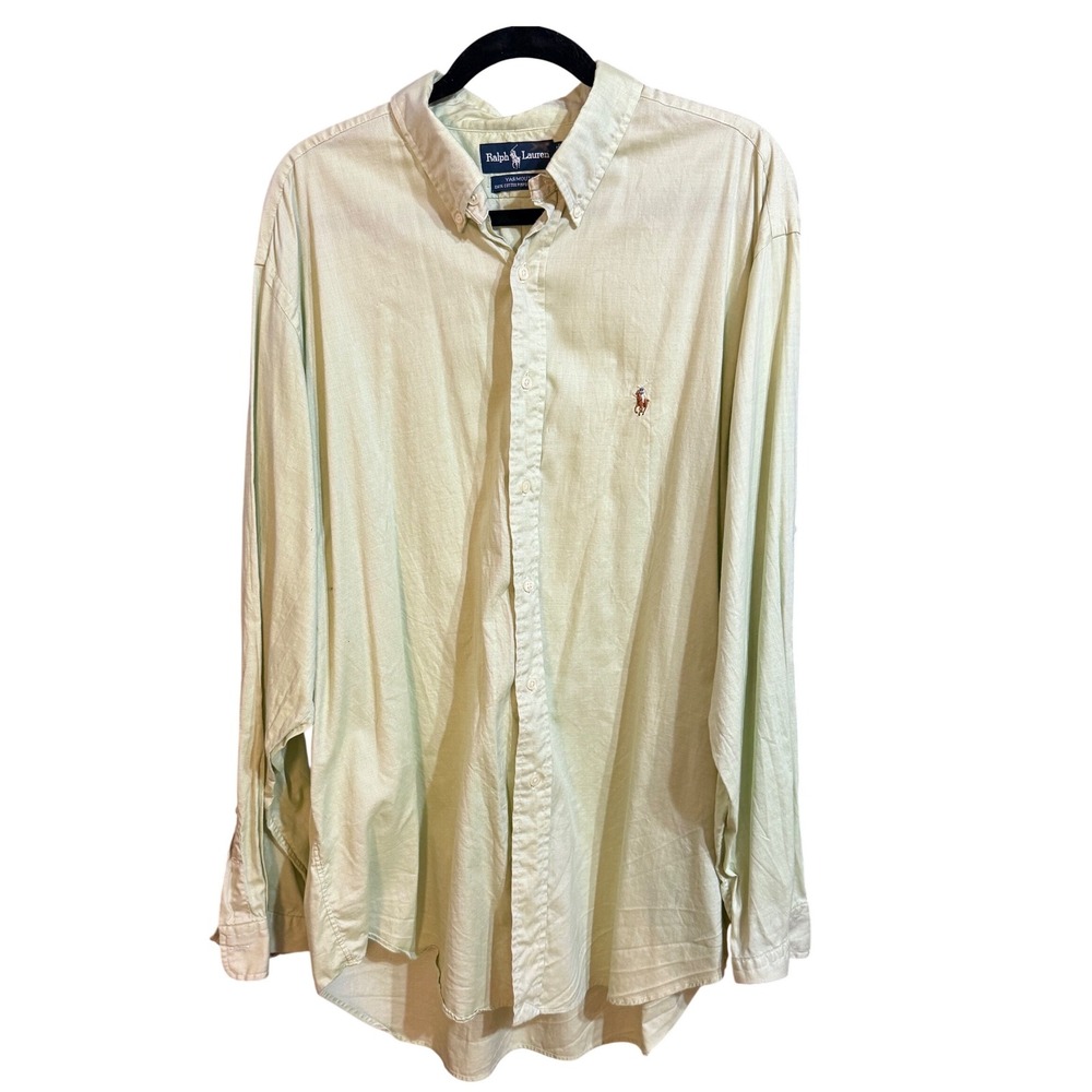 Polo‎ Ralph Lauren Yarmouth Mens 17.5 36/37 Light Green Pinpoint Oxford Shirt